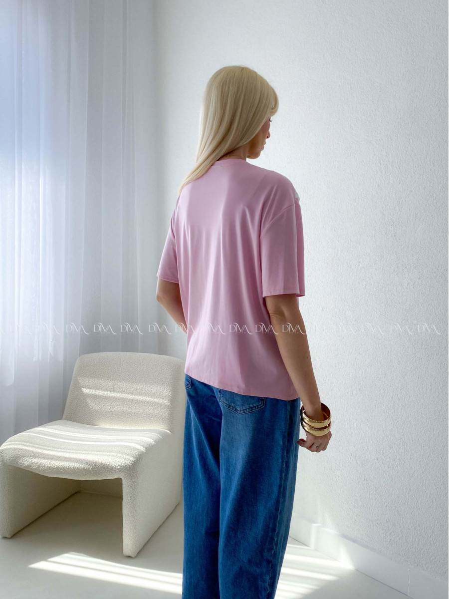 Tričko s imitáciou svetra ružové AB 135