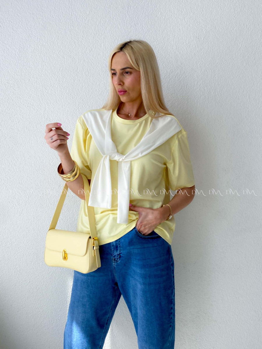 Tričko s imitáciou svetra butter yellow AB 135