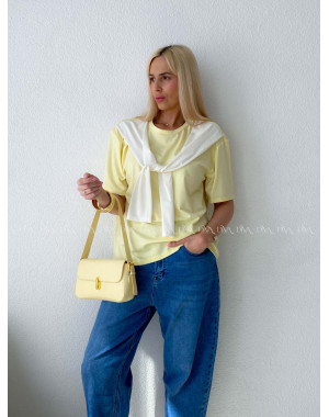 Tričko s imitáciou svetra butter yellow AB 135