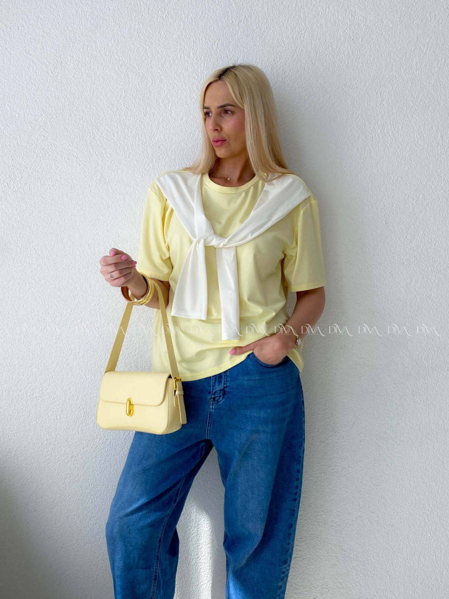 Tričko s imitáciou svetra butter yellow AB 135