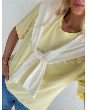 Tričko s imitáciou svetra butter yellow AB 135