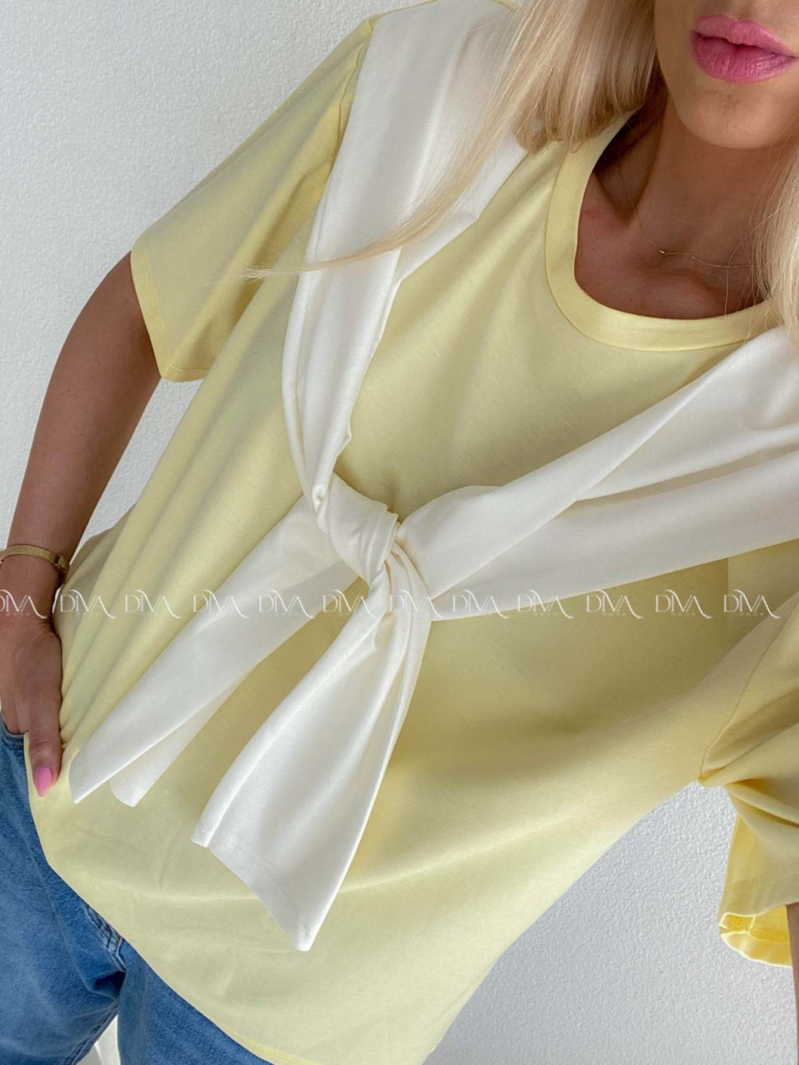 Tričko s imitáciou svetra butter yellow AB 135