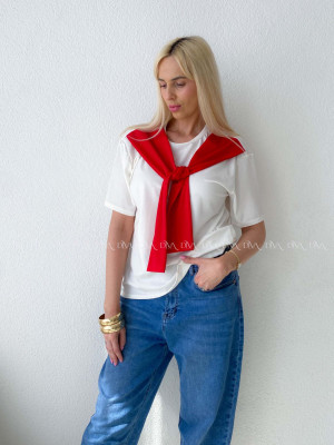 Tričko s imitáciou svetra biele AB 135