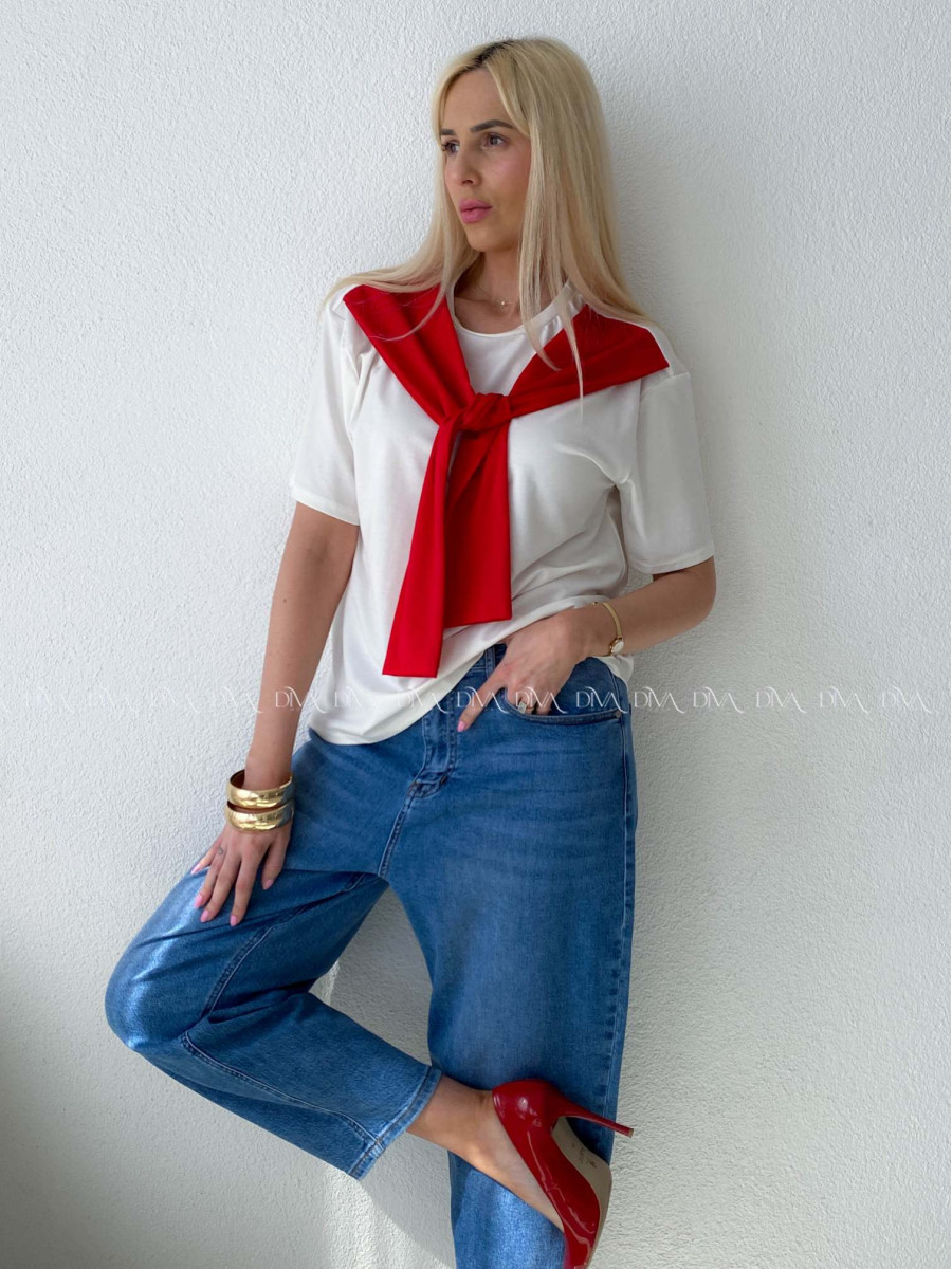 Tričko s imitáciou svetra biele AB 135