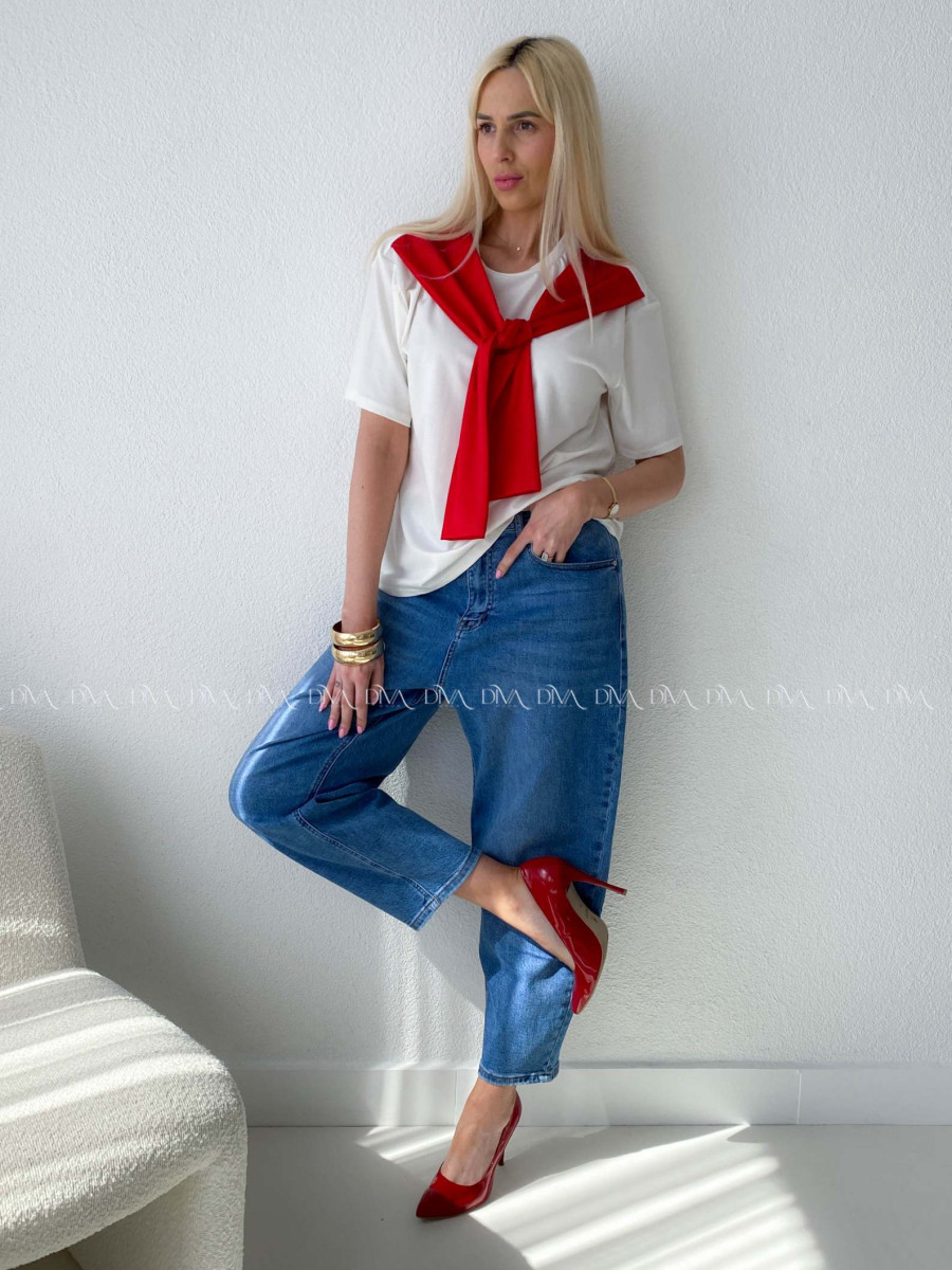 Tričko s imitáciou svetra biele AB 135