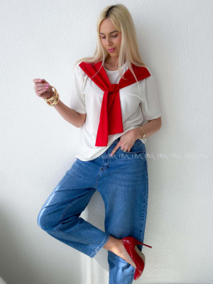 Tričko s imitáciou svetra biele AB 135