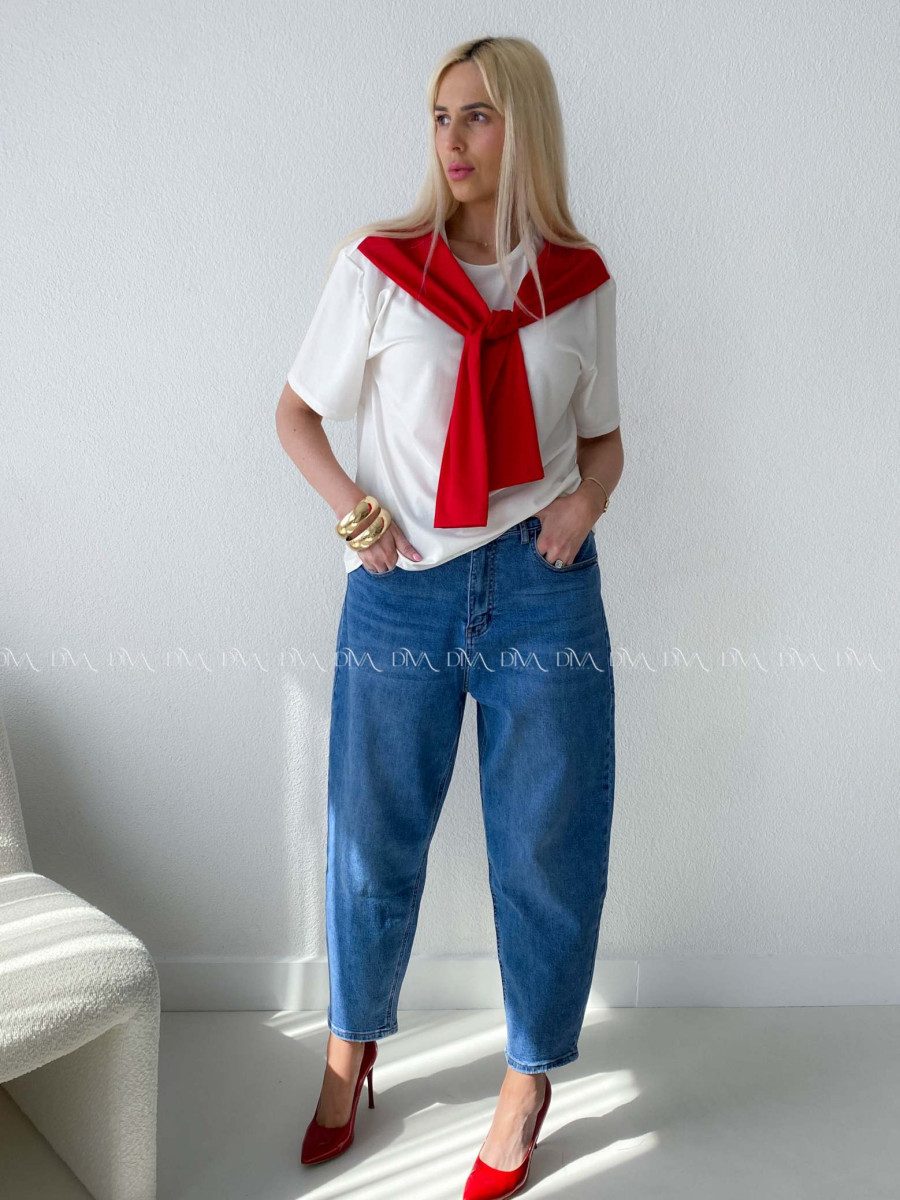 Tričko s imitáciou svetra biele AB 135