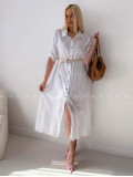 Dietované bavlnené midi šaty biele AB 138
