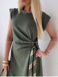 Hladké midi šaty s uzlom khaki AB 152