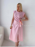Hladké midi šaty s uzlom ružové AB 152