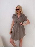 Mušelínové krátke košeľové šaty zemitá hnedá AB 158