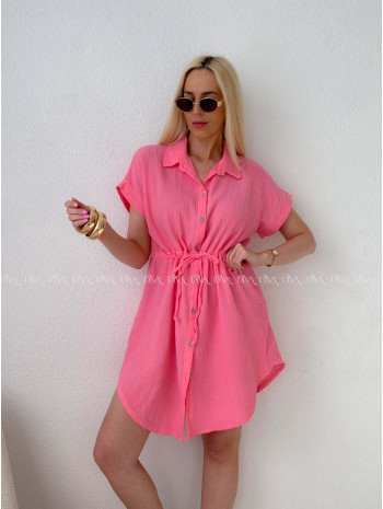 Mušelínové krátke košeľové šaty coral AB 158