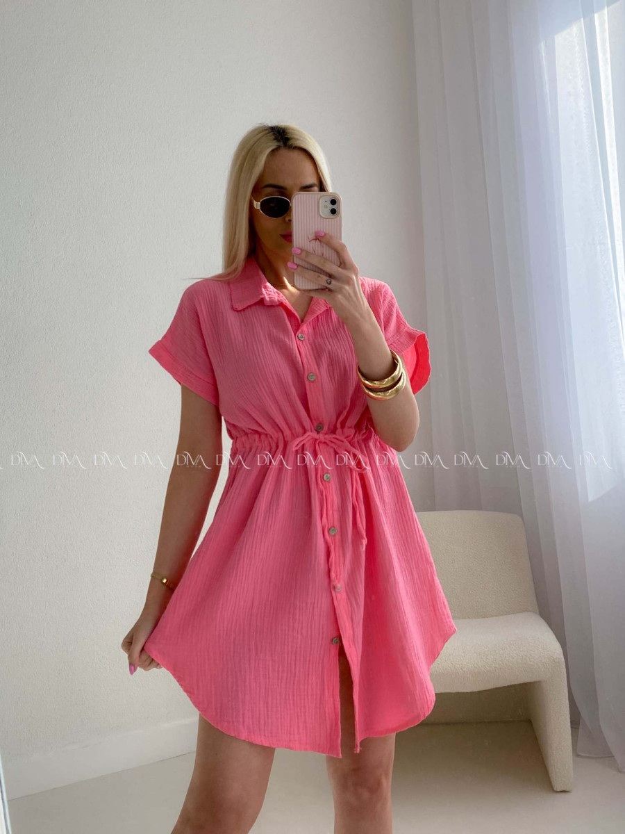 Mušelínové krátke košeľové šaty coral AB 158