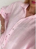 Ľanová predĺžená košeľa ružová AB 142