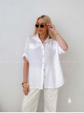 Mušelínová košeľa s falošnými vreckami biela AB 153