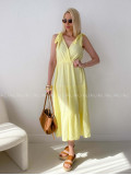 Mušelínové maxi šaty s viazaním na ramenách žlté AB 159