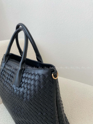 Prepletaná shopper kabelka čierna 