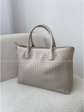 Prepletaná shopper kabelka béžová