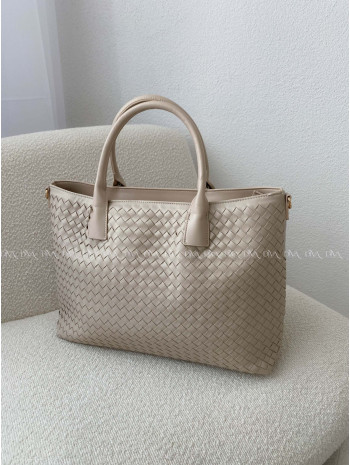 Prepletaná shopper kabelka béžová