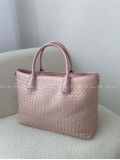 Prepletaná shopper kabelka púdrovo ružová