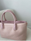 Prepletaná shopper kabelka púdrovo ružová