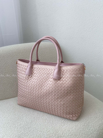 Prepletaná shopper kabelka púdrovo ružová