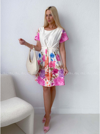 Kvetované šaty Mia smotanové AB 164