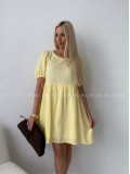 Mušelínové šaty s mašľami na chrbte žlté AB 174