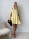 Mušelínové šaty s mašľami na chrbte žlté AB 174