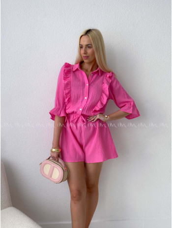 Mušelínový overal s volánikmi ružový AB 173