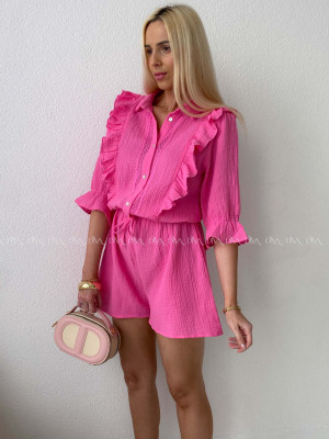 Mušelínový overal s volánikmi ružový AB 173