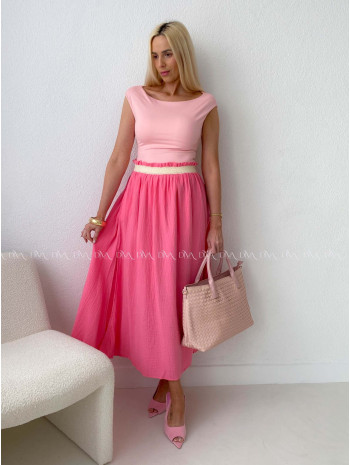 Midi mušelínová sukňa s rázporkom coral AB 176