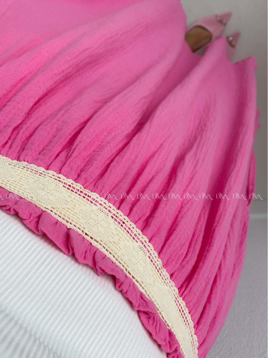 Midi mušelínová sukňa s rázporkom ružová AB 176