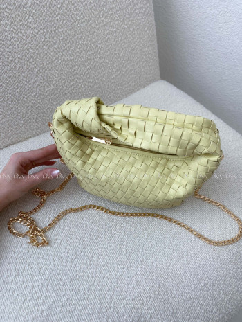 Prepletaná kabelka s uzlom limetková