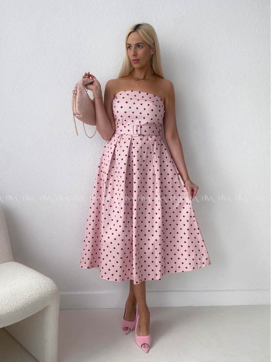 Bodkované korzetové šaty ružové AB 170