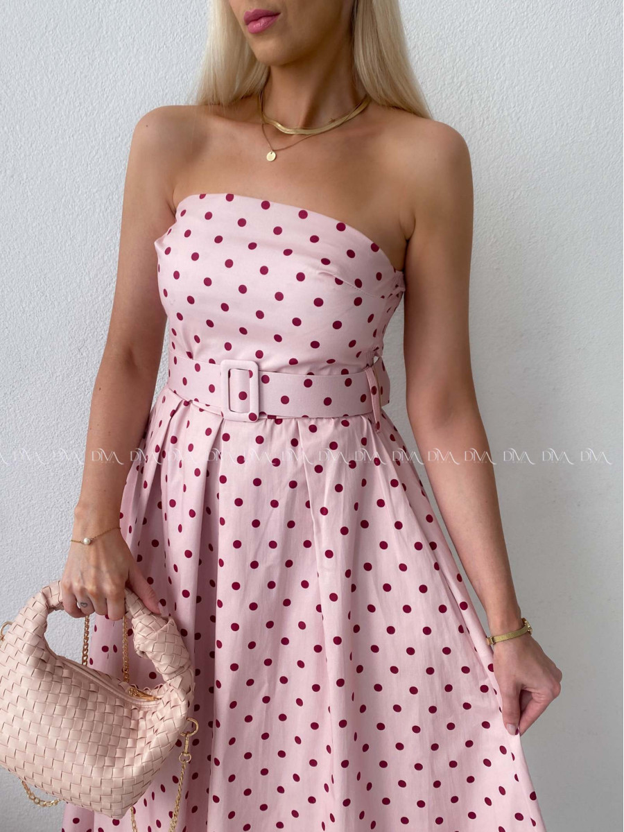 Bodkované korzetové šaty ružové AB 170