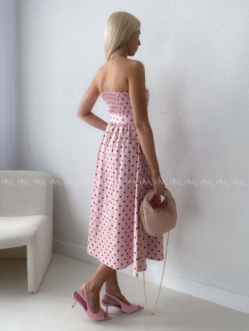 Bodkované korzetové šaty ružové AB 170