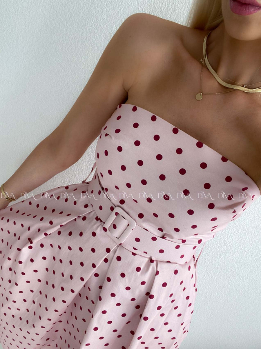 Bodkované korzetové šaty ružové AB 170