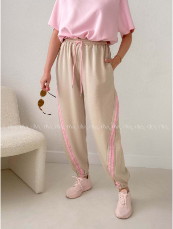 Balónové tepláky s pruhom béžové AB 157