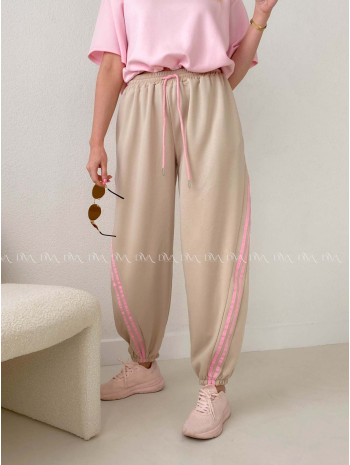 Balónové tepláky s pruhom béžové AB 157