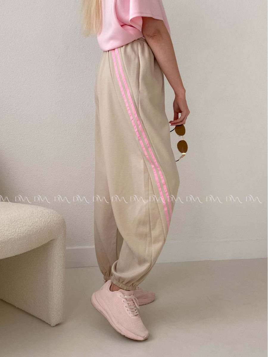 Balónové tepláky s pruhom béžové AB 157