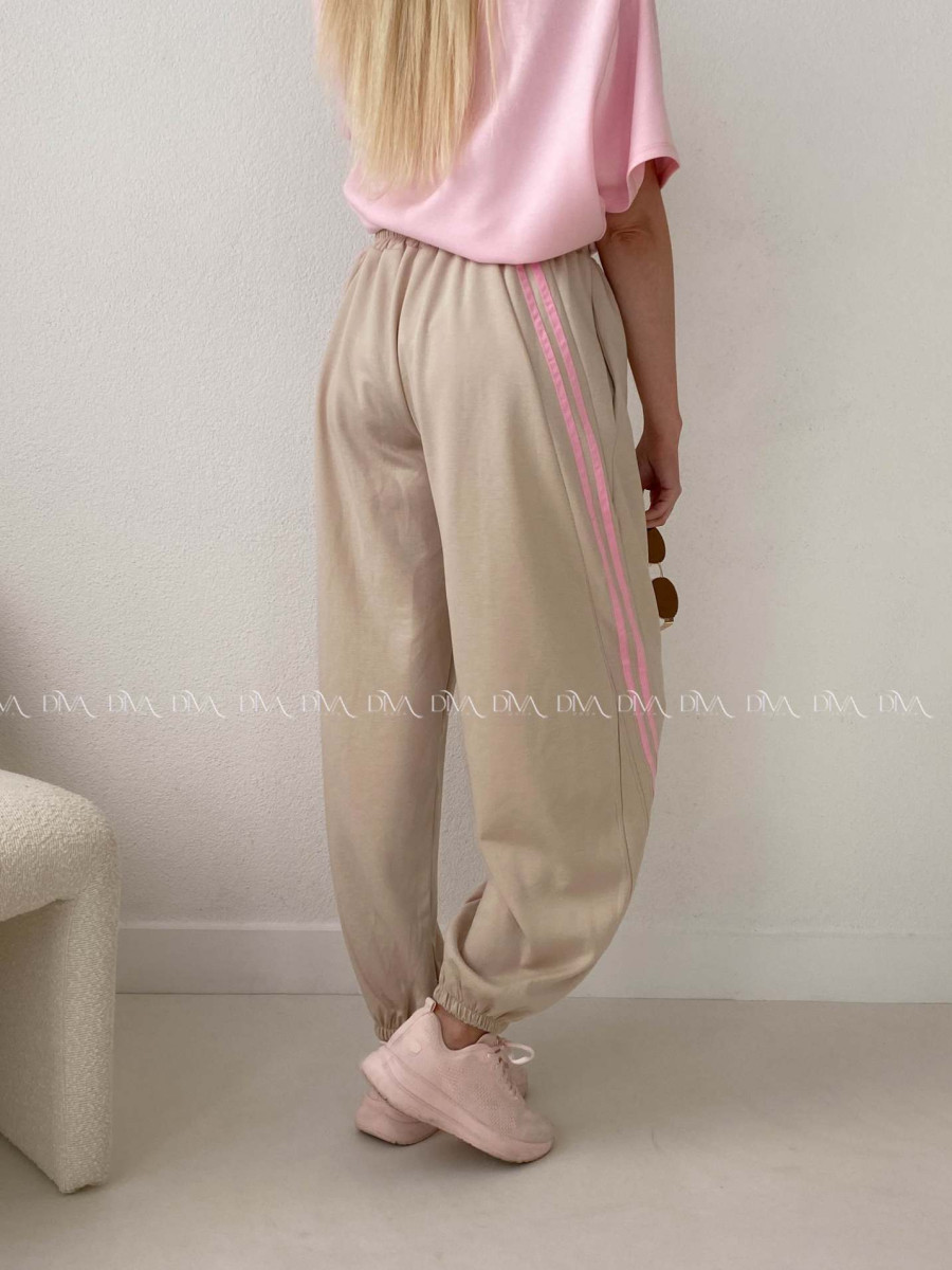 Balónové tepláky s pruhom béžové AB 157