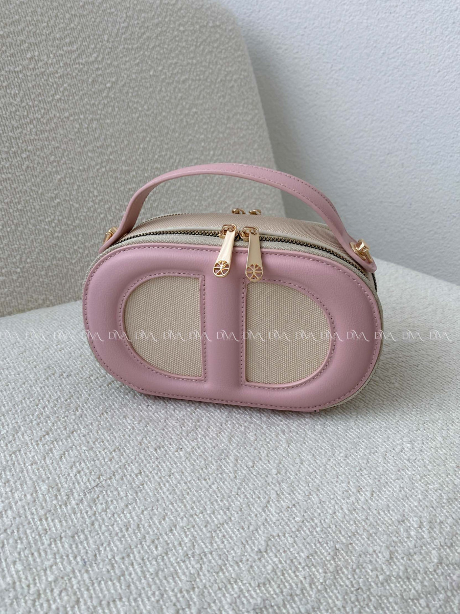 Crossbody kabelka D ružovo / béžová