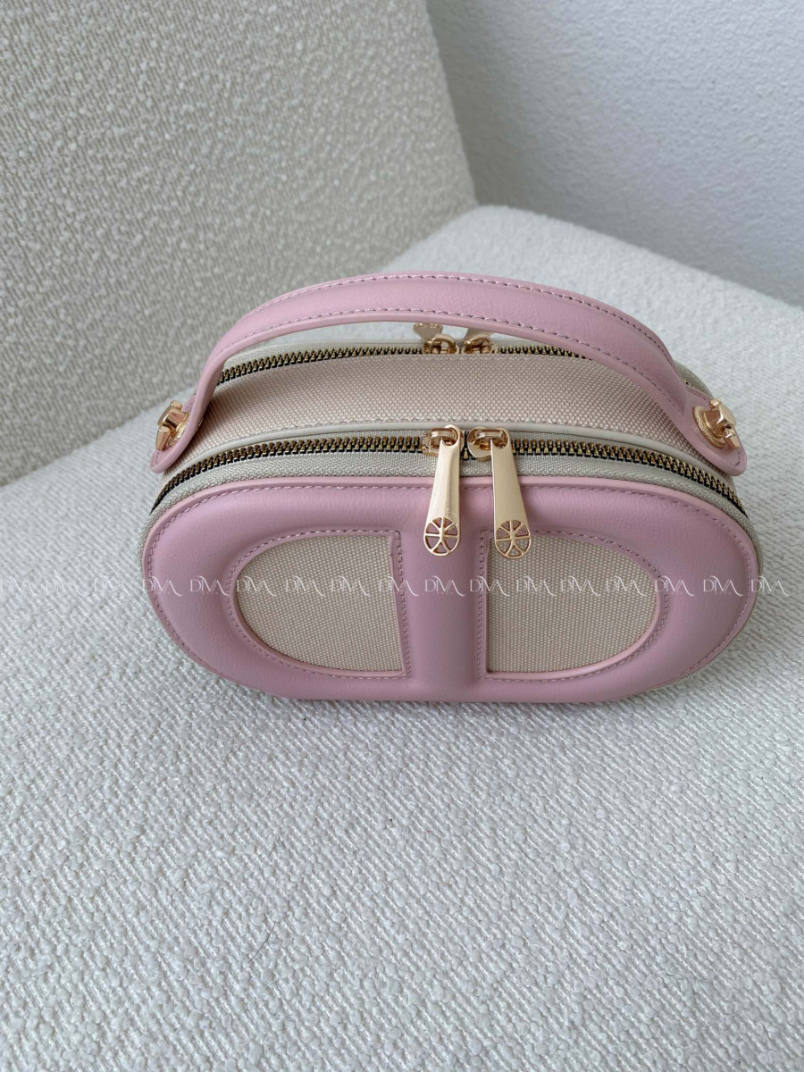 Crossbody kabelka D ružovo / béžová