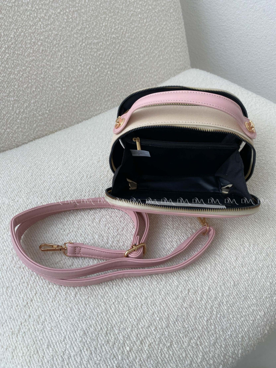 Crossbody kabelka D ružovo / béžová