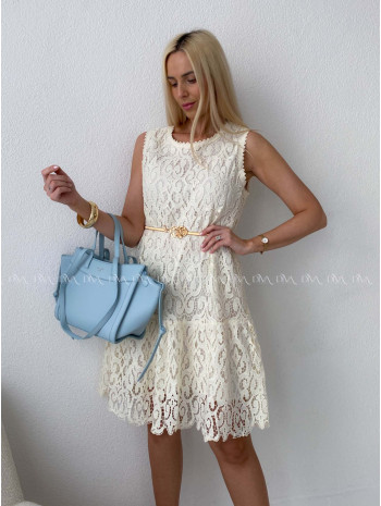 Krajkované šaty bez rukávov Alis vanilkové K 368