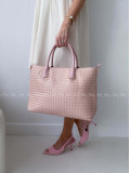 Prepletaná shopper kabelka púdrovo ružová