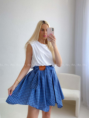 Ležérne šaty s karo sukňou modré AB 186