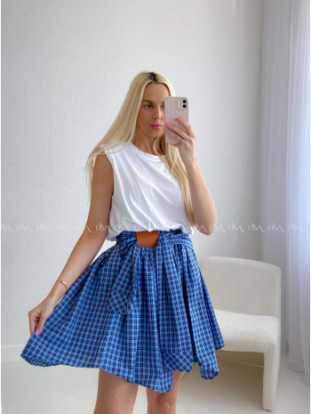 Ležérne šaty s karo sukňou modré AB 186