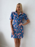 Puzdrové kvetované mini šaty modré AB 183